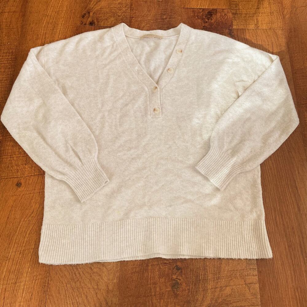 Cream Henley Sweater Top